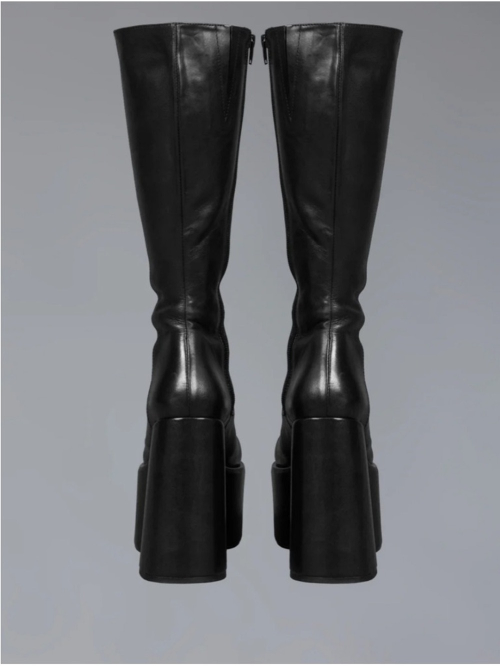 UNIF Crypto Black Platform Knee-High Boots with Chunky Heel - Picture 2 of 6